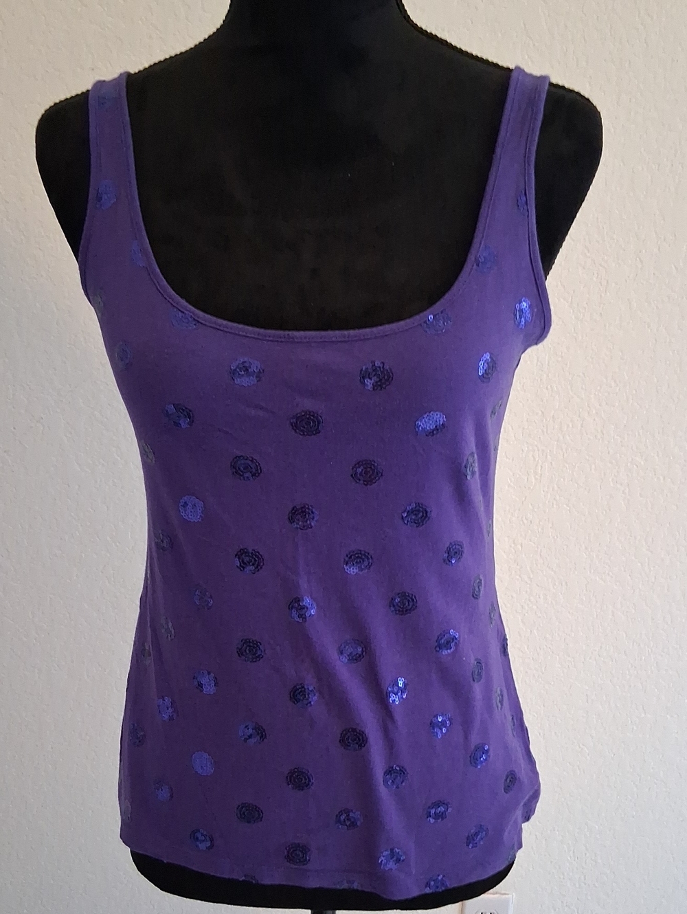 Victoria's Secret Purple Tank with Blue Sequin Polka Dots